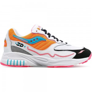 Saucony 3D Grid Hurricane Białe Pomarańczowe | 79285-IQTY