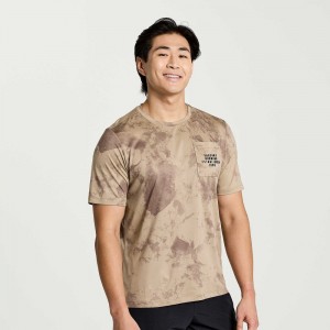 Saucony Explorer Short Sleeve Niebieskie Szare | 76493-WTCX