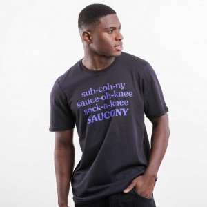 Saucony Frank Cooke Rested T-Shirt Czarne | 41083-HWOB