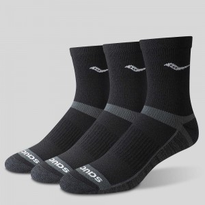 Saucony Inferno Cushion Mid 3-Pack Sock Czarne | 60351-EQFP