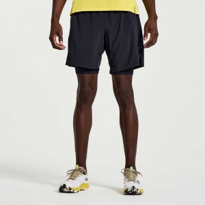 Saucony Outpace 7" 2-in-1 Short Czarne | 51867-NVFS