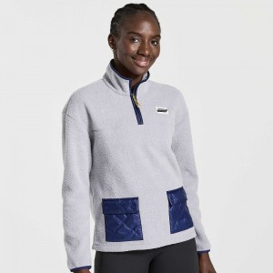 Saucony Rested Sherpa 1/4 Zip Głęboka Szare | 15290-ZWBG