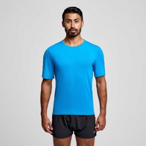 Saucony Stopwatch Short Sleeve Jasny Niebieskie | 43078-ESMV