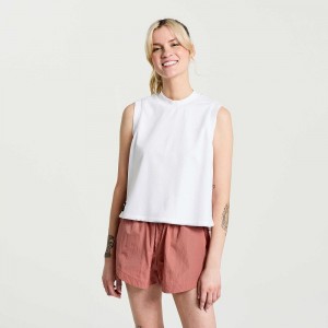 Saucony Unwind Sleeveless Białe | 96147-MUWQ