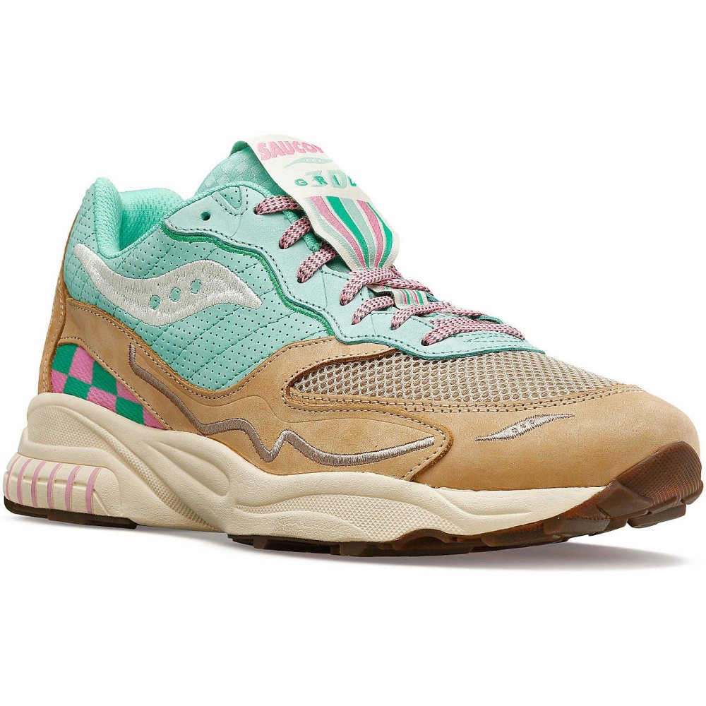 Saucony 3D Grid Hurricane Earth Citizen Turkusowe Szare | 51807-JVPG