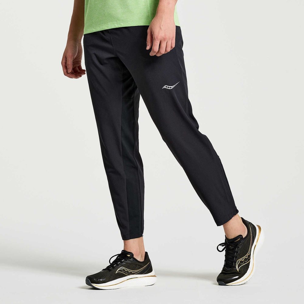 Saucony Boston Woven Pant Czarne | 92054-AFIK