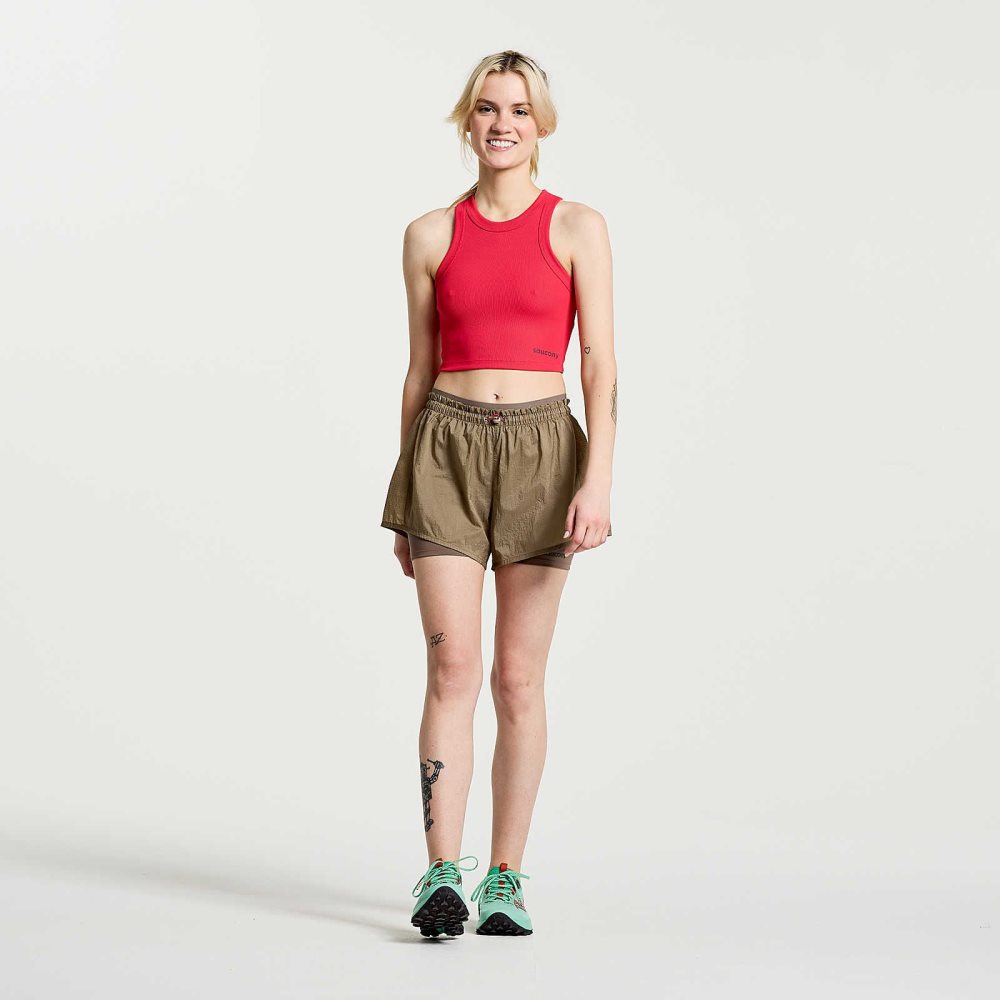 Saucony Elevate Crop Top Różowe | 96127-MIXN