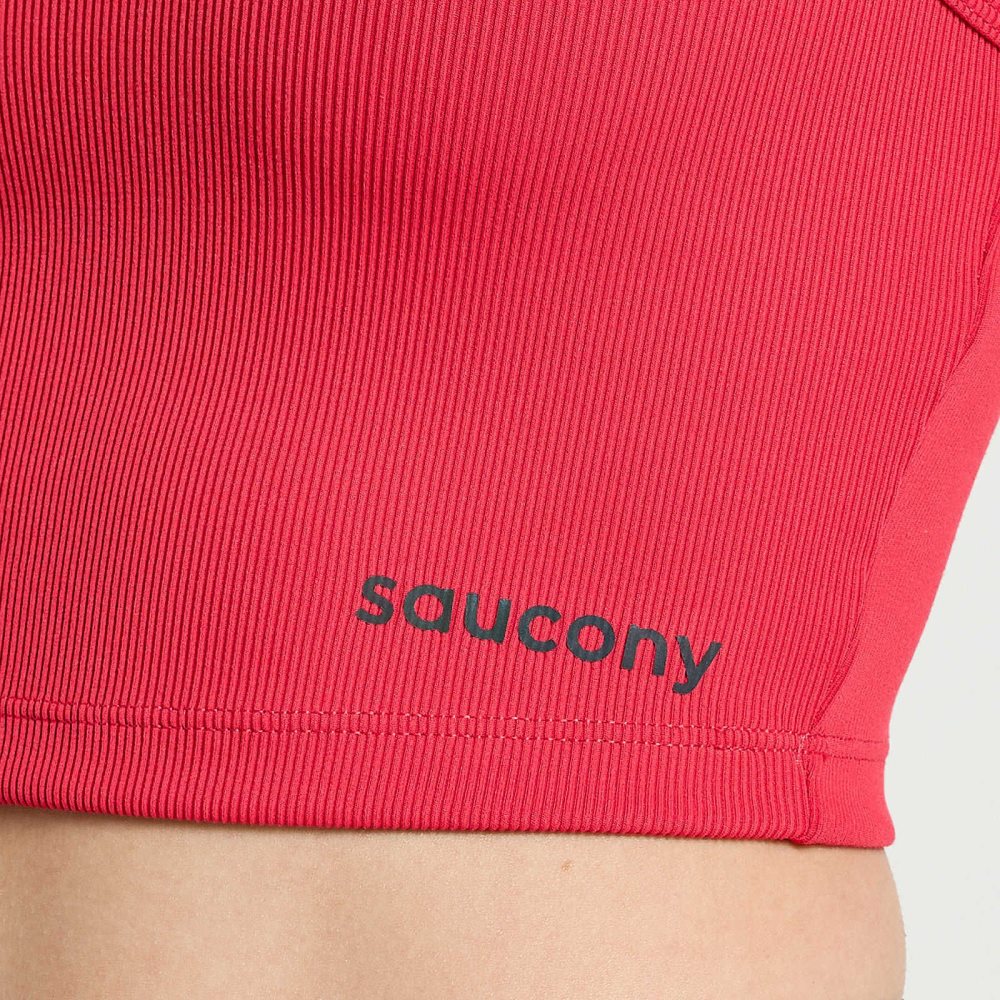 Saucony Elevate Crop Top Różowe | 96127-MIXN