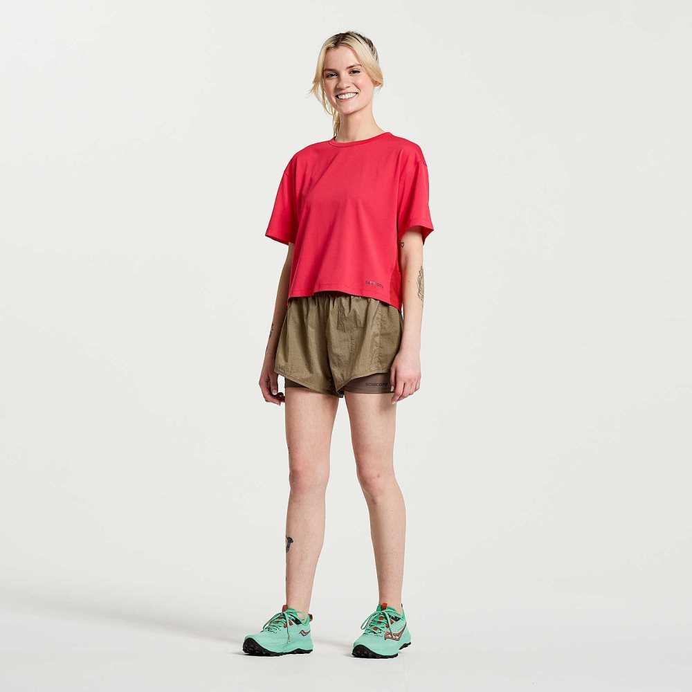 Saucony Elevate Short Sleeve Różowe | 58260-JTWZ