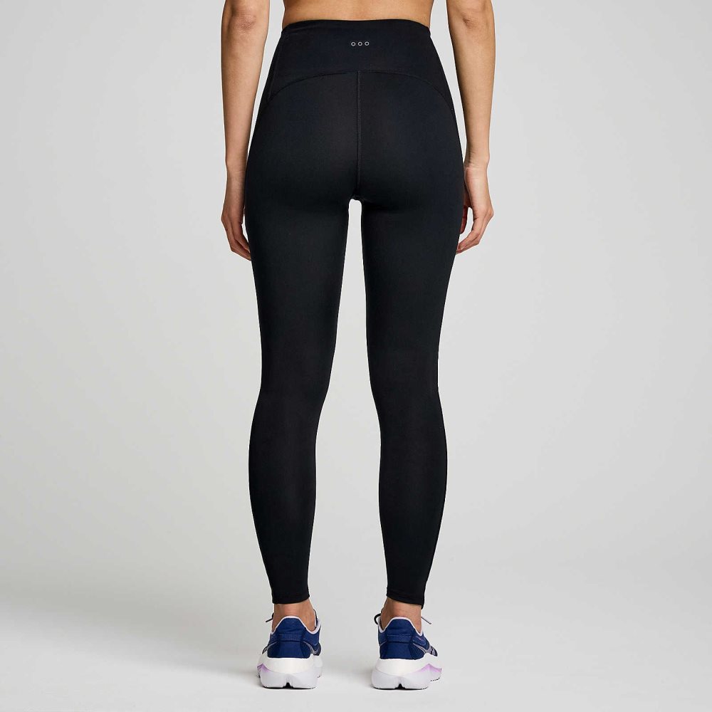 Saucony Fortify Viz Tight Czarne | 82357-SMXG