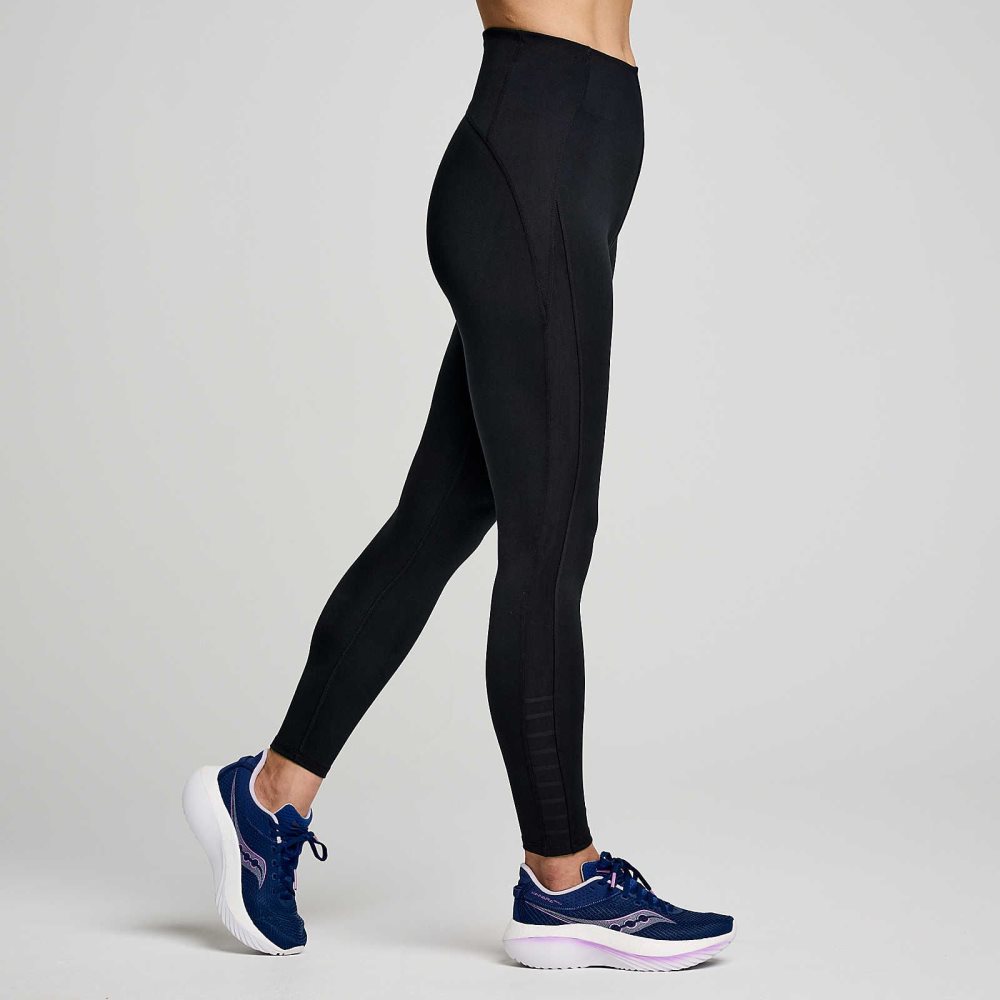 Saucony Fortify Viz Tight Czarne | 82357-SMXG