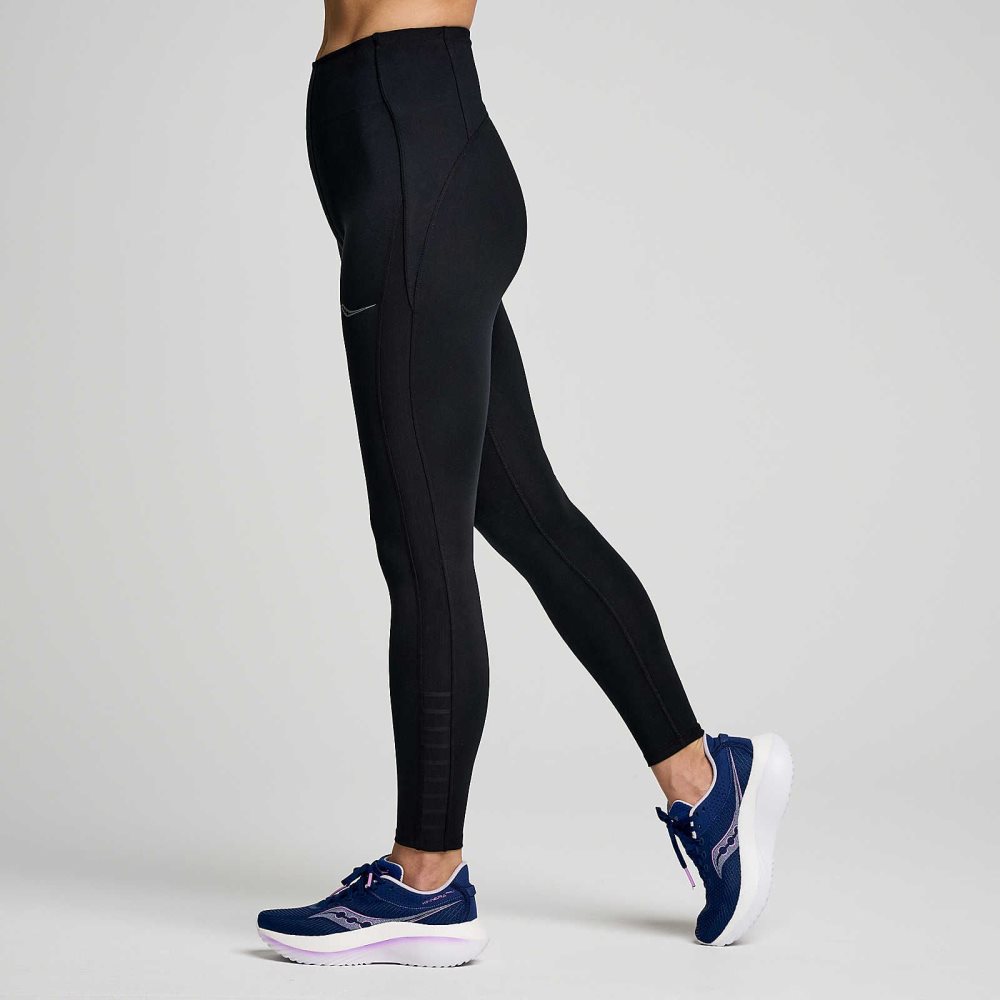 Saucony Fortify Viz Tight Czarne | 82357-SMXG