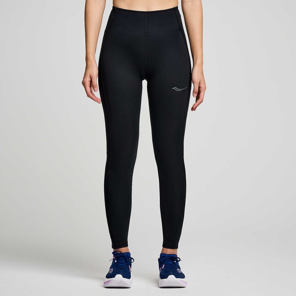 Saucony Fortify Viz Tight Czarne | 82357-SMXG