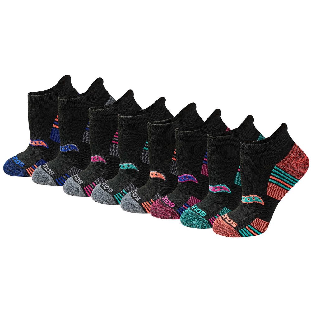 Saucony Glory Performance No Show Tab 8-Pack Socks Czarne | 83451-QDSA