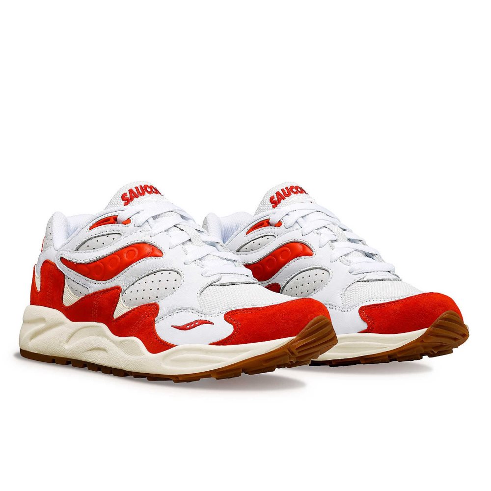 Saucony Grid Shadow 2 Ivy Prep Białe Czerwone | 78903-ZWSF