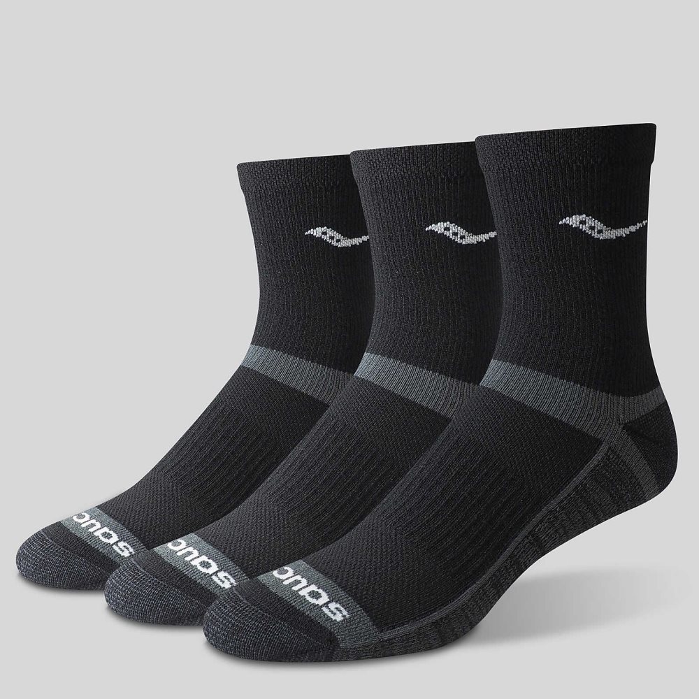 Saucony Inferno Cushion Mid 3-Pack Sock Czarne | 50971-UXYM