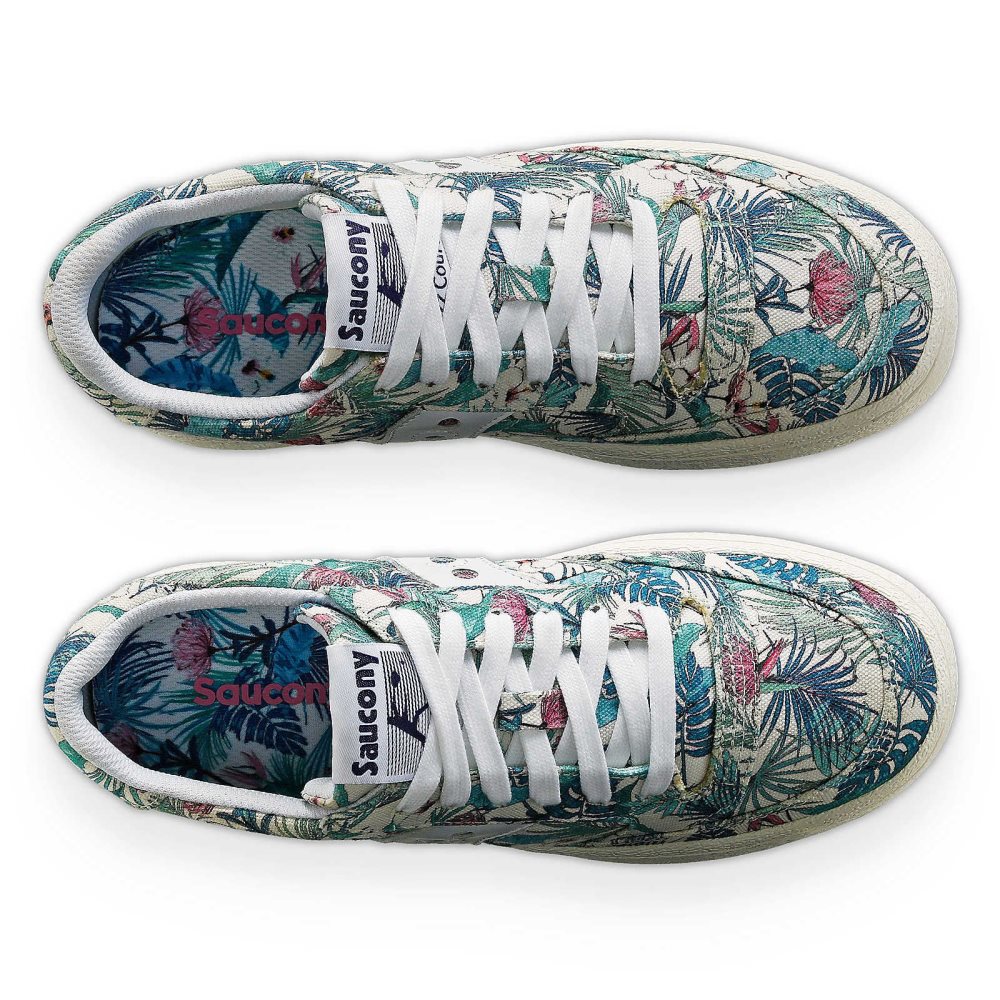 Saucony Jazz Court Floral Białe | 06324-YSKR