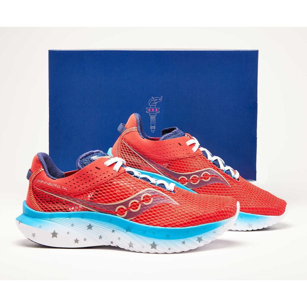 Saucony Kinvara 14 Liberty Czerwone Białe Niebieskie | 17240-QYPO