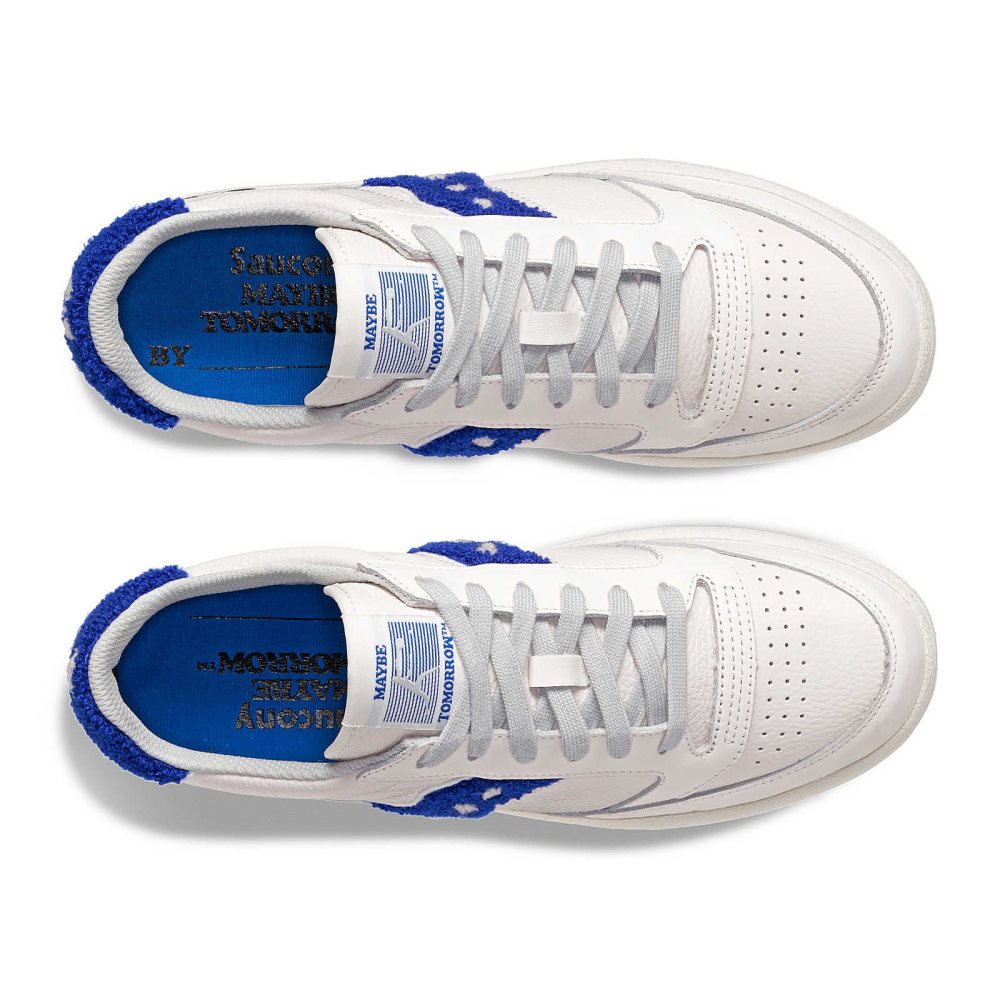 Saucony Maybe Tomorrow Jazz Court Varsity Białe Niebieskie | 38196-MFUP