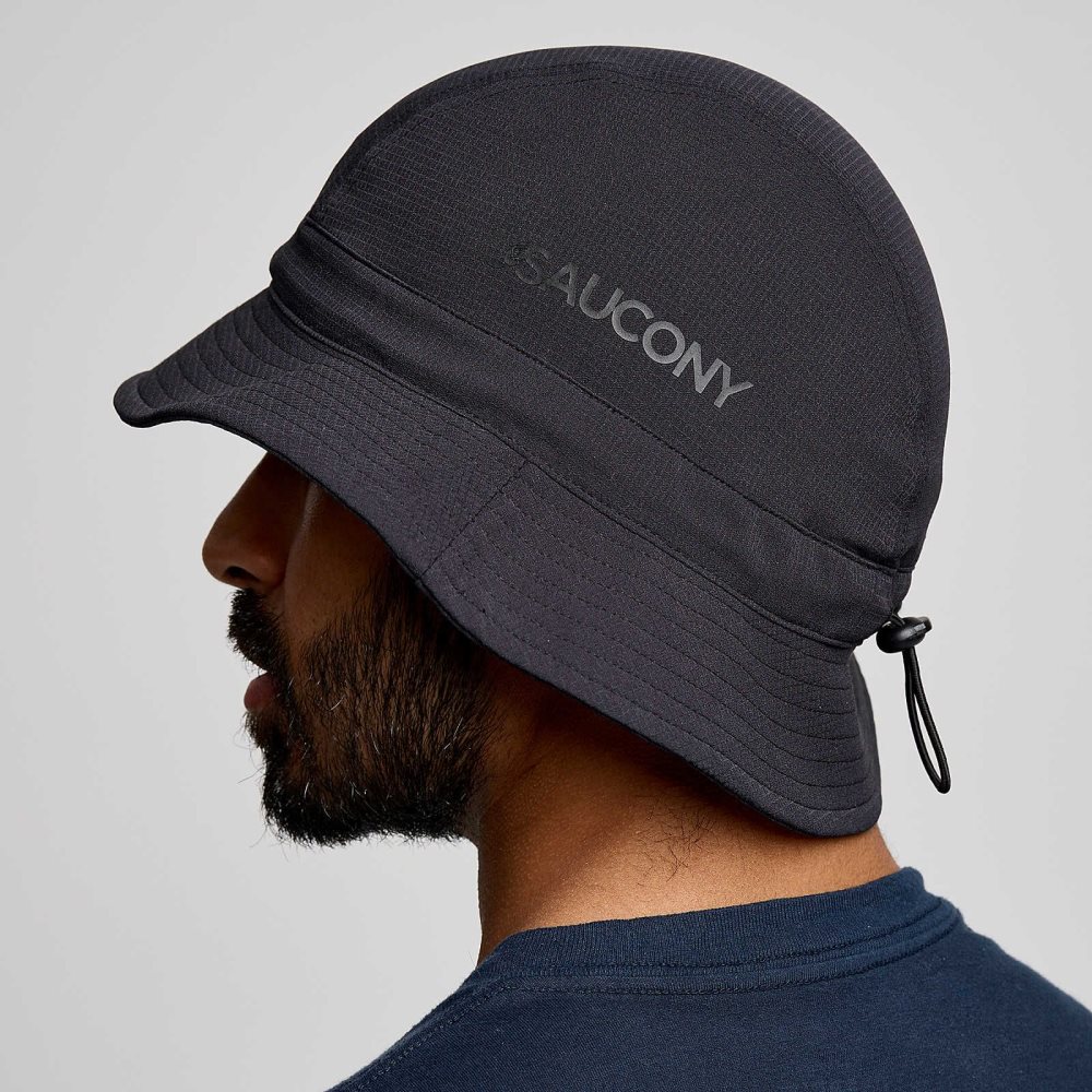 Saucony Peregrine Bucket Hat Czarne | 68459-HTCE