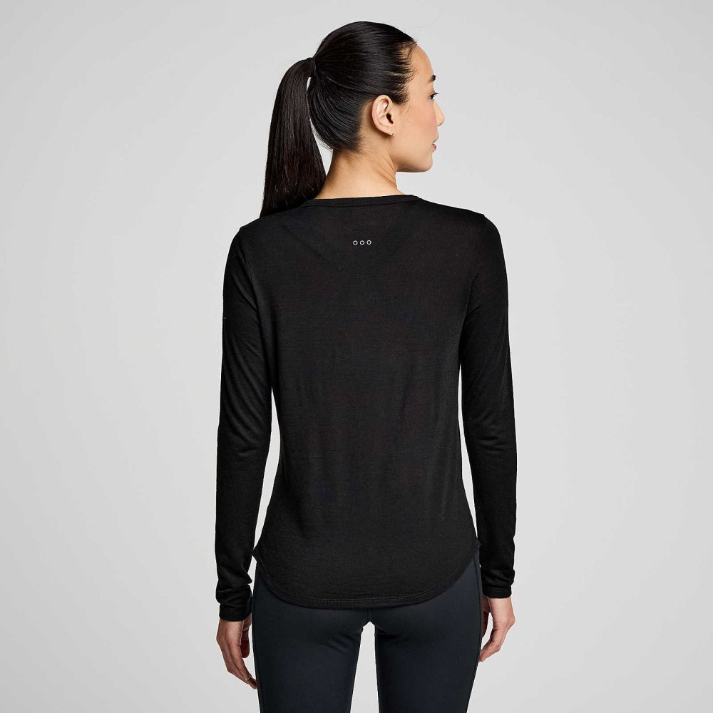 Saucony Peregrine Merino Long Sleeve Czarne | 72918-WQBI