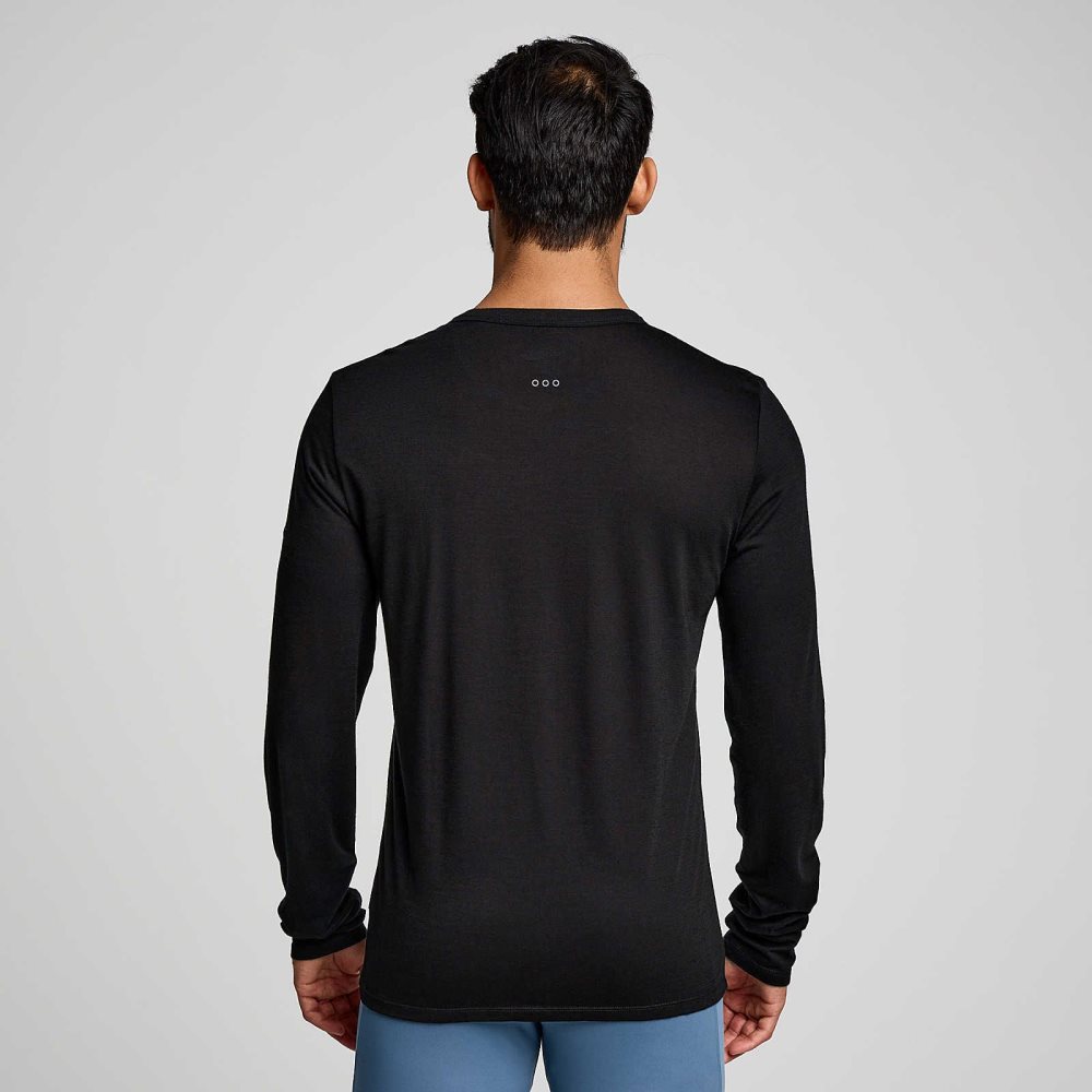 Saucony Peregrine Merino Long Sleeve Czarne | 84103-WNTV