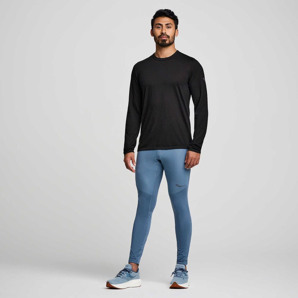 Saucony Peregrine Merino Long Sleeve Czarne | 84103-WNTV