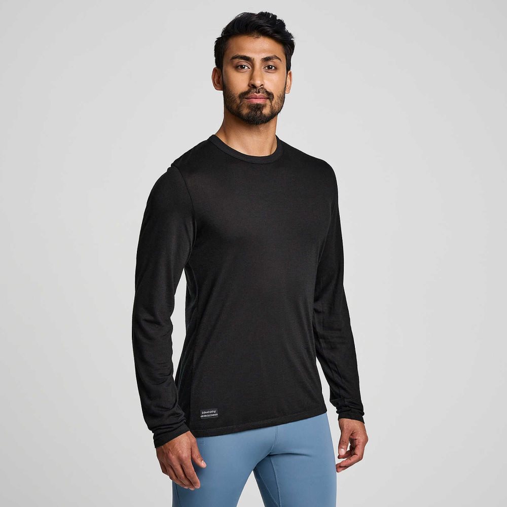 Saucony Peregrine Merino Long Sleeve Czarne | 84103-WNTV