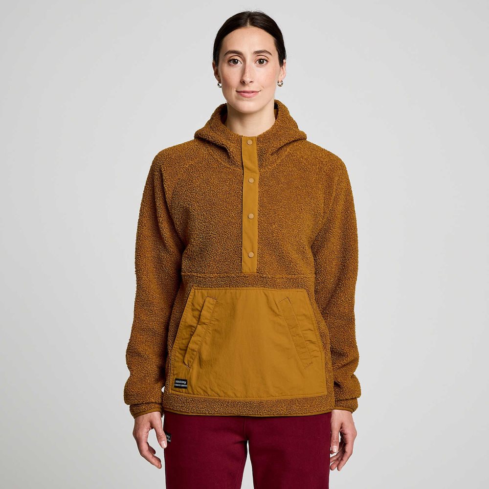 Saucony Recovery Sherpa Pullover Brązowe | 94817-KJYW