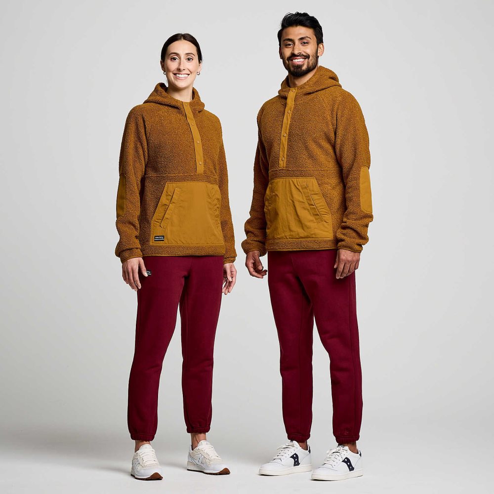 Saucony Recovery Sherpa Pullover Brązowe | 94817-KJYW