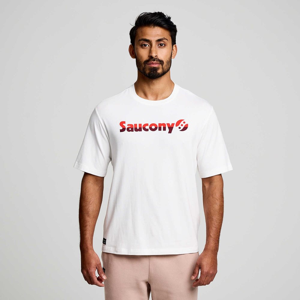 Saucony Recovery Short Sleeve Białe | 13982-QDRM