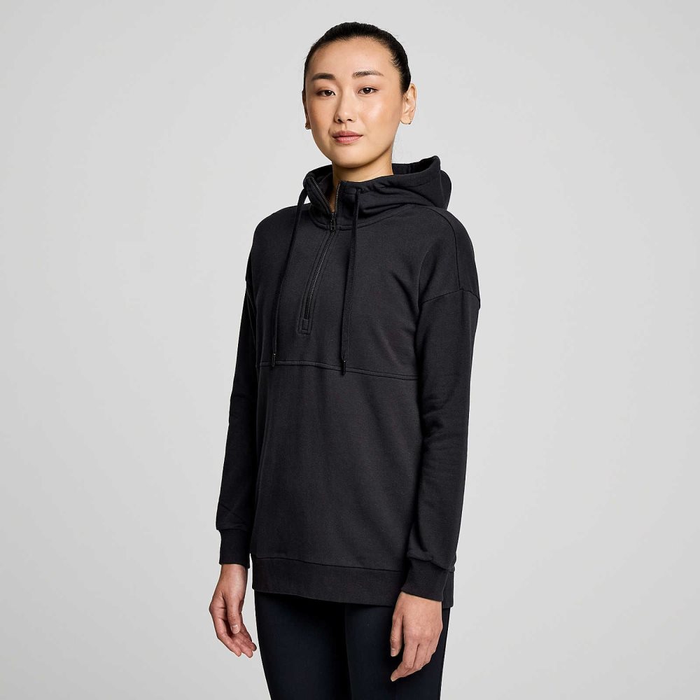 Saucony Recovery Zip Tunic Czarne | 41769-JZTA