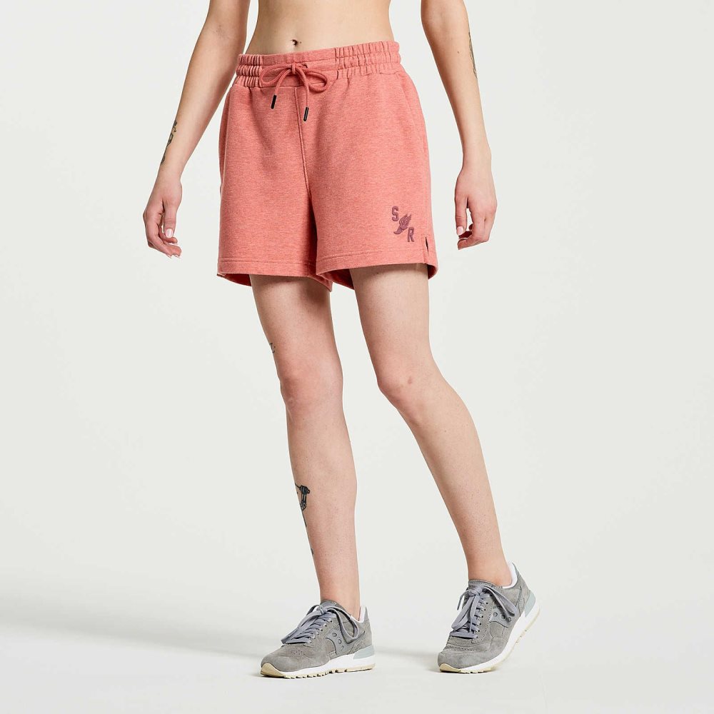 Saucony Rested Sweat Short Soot Heather Graphic | 83075-COMU