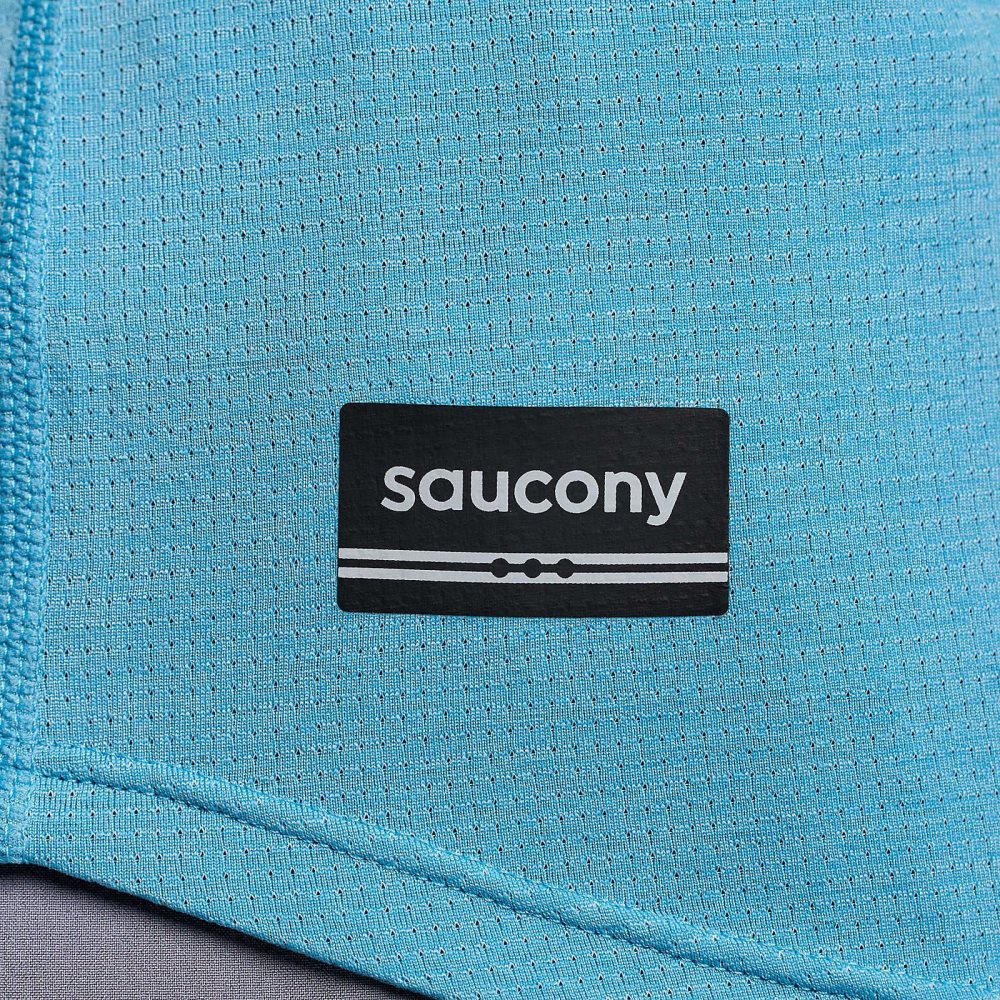 Saucony Stopwatch Graphic Short Sleeve Turkusowe | 13096-WJIX