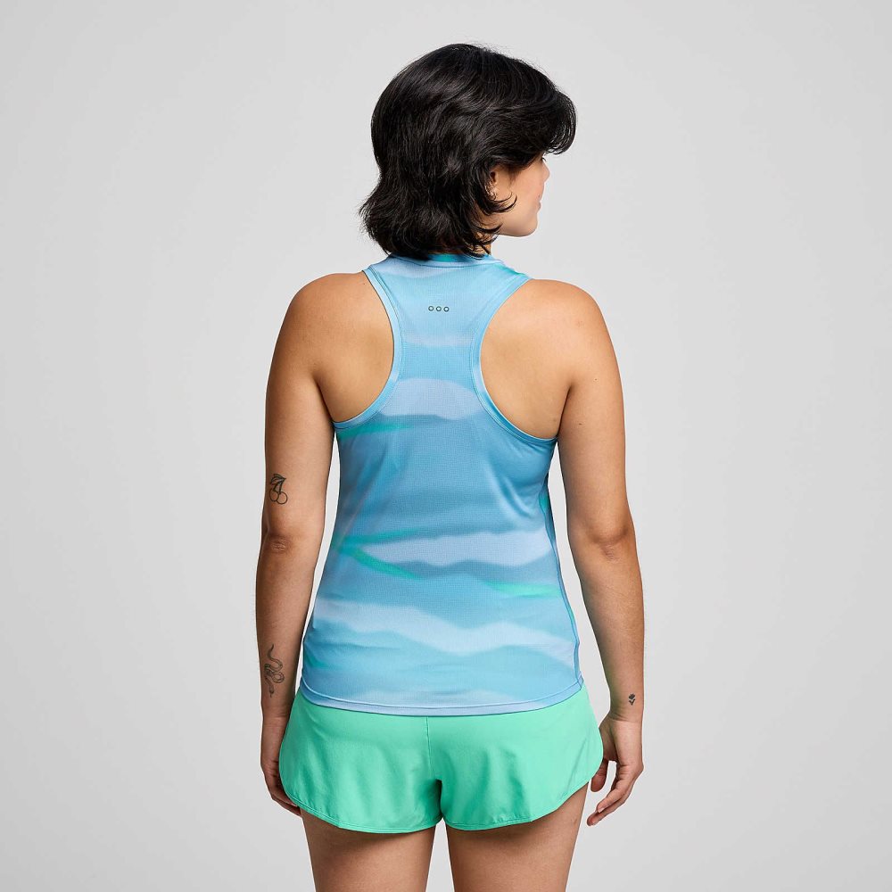 Saucony Stopwatch Graphic Singlet Calm Print | 60584-LVFU