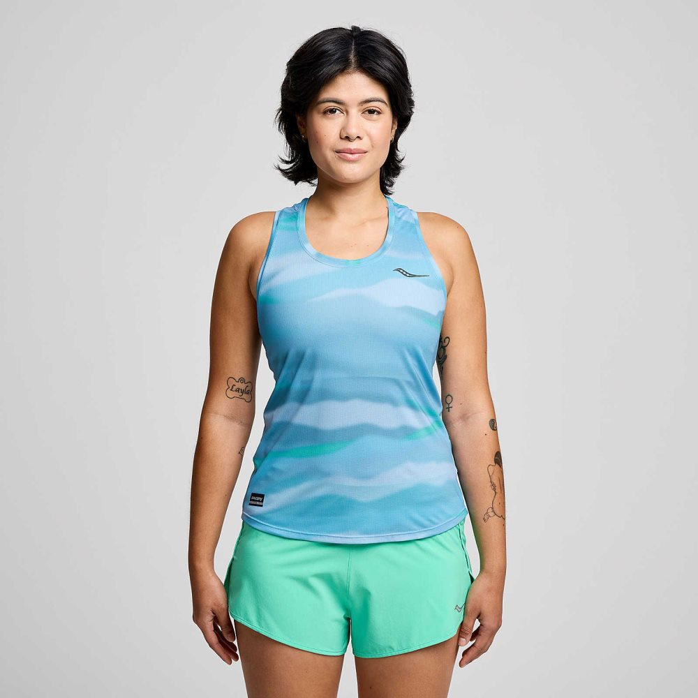 Saucony Stopwatch Graphic Singlet Calm Print | 60584-LVFU