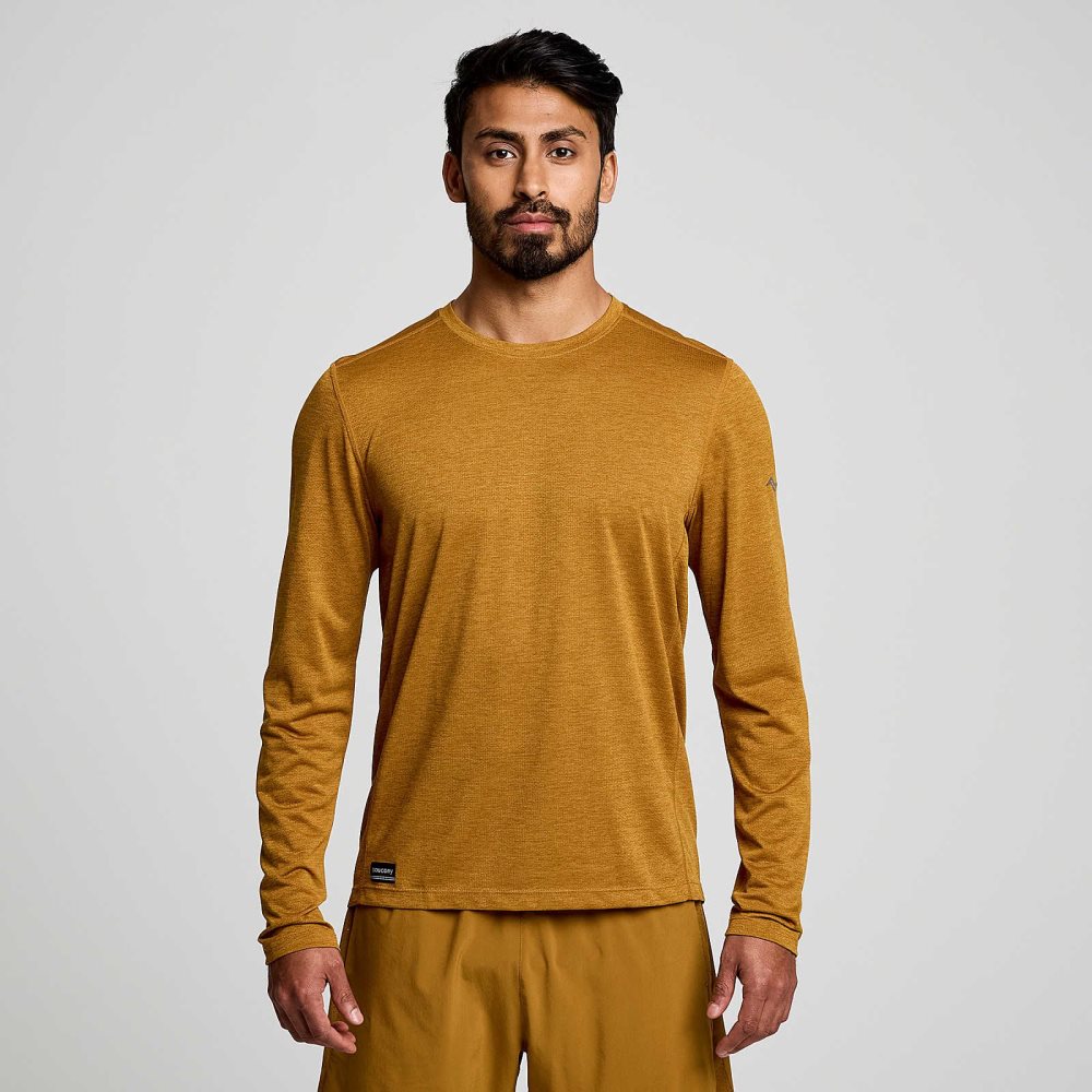 Saucony Stopwatch Long Sleeve Brązowe | 50174-BAMG