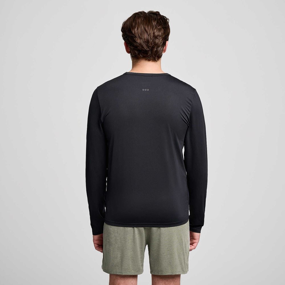 Saucony Stopwatch Long Sleeve Czarne | 48219-EABS