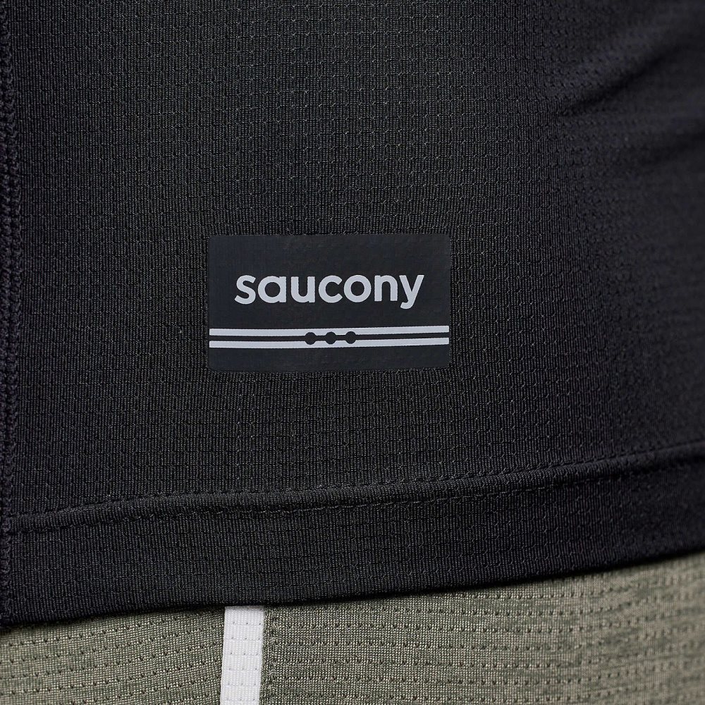 Saucony Stopwatch Long Sleeve Czarne | 48219-EABS