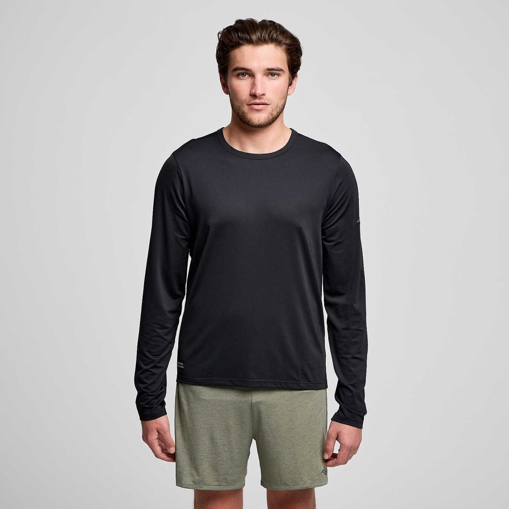 Saucony Stopwatch Long Sleeve Czarne | 48219-EABS