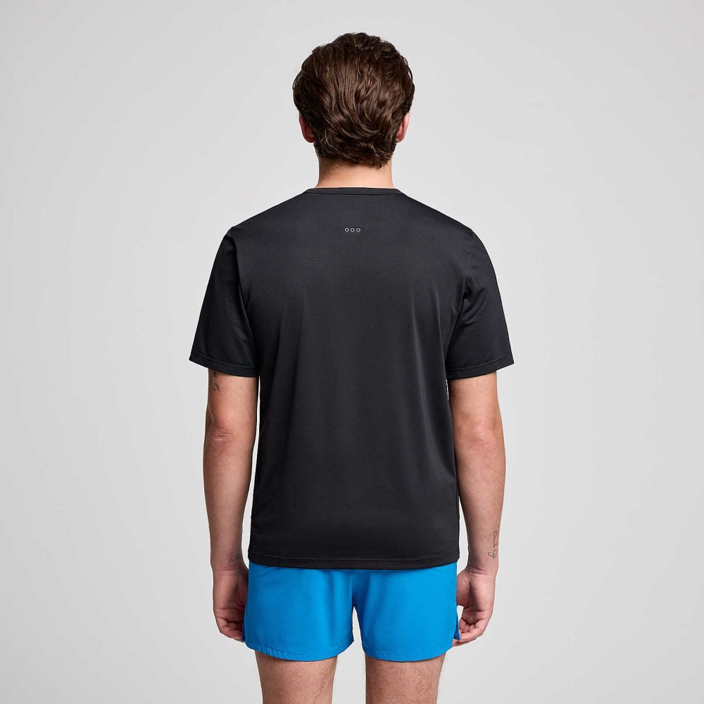 Saucony Stopwatch Short Sleeve Czarne | 84096-SXEP