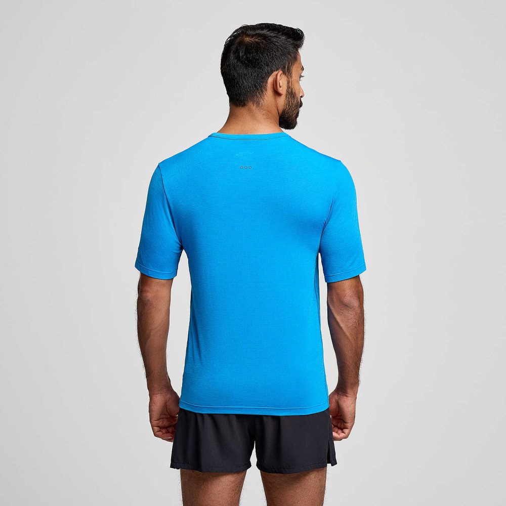 Saucony Stopwatch Short Sleeve Jasny Niebieskie | 43078-ESMV