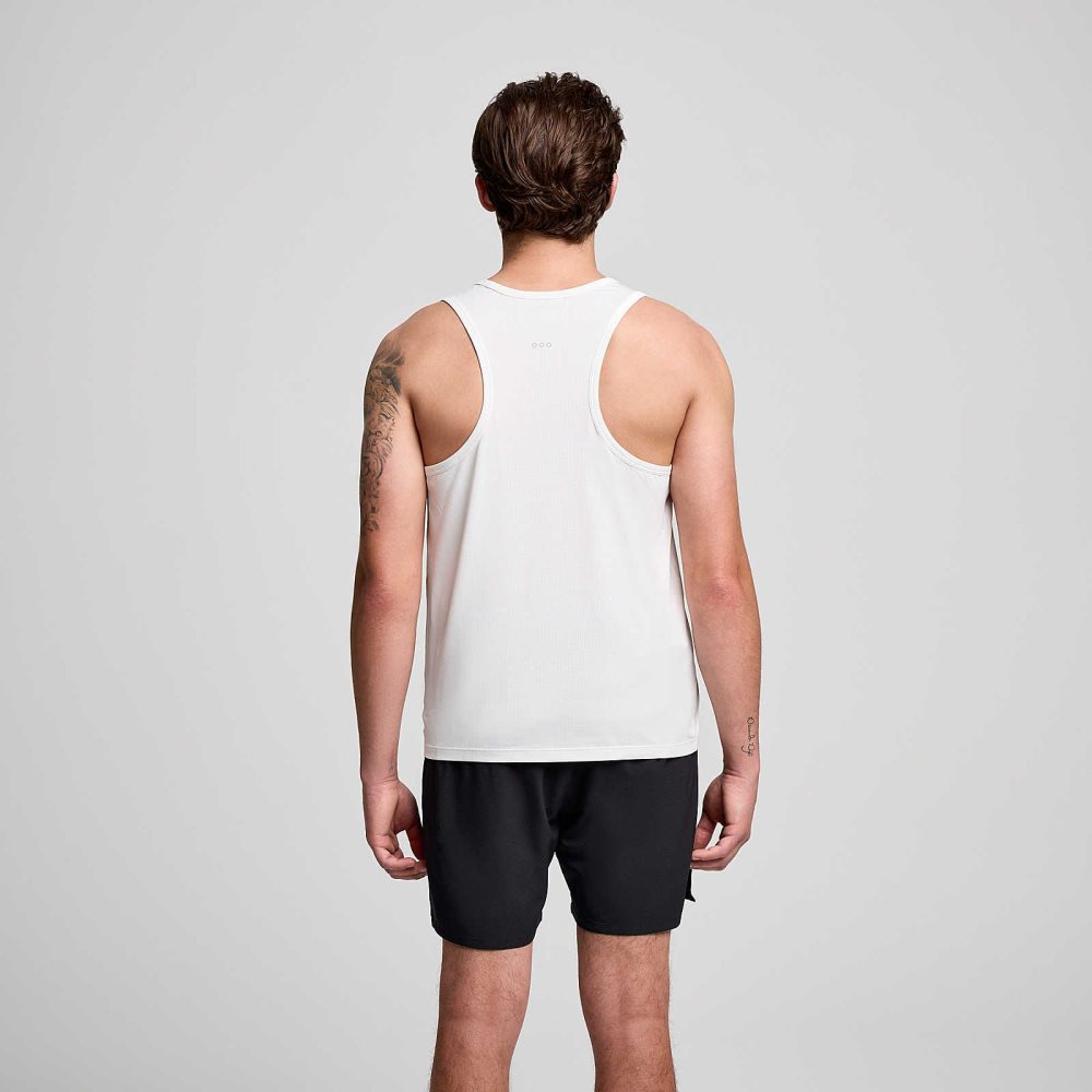 Saucony Stopwatch Singlet Białe | 26917-FVXY