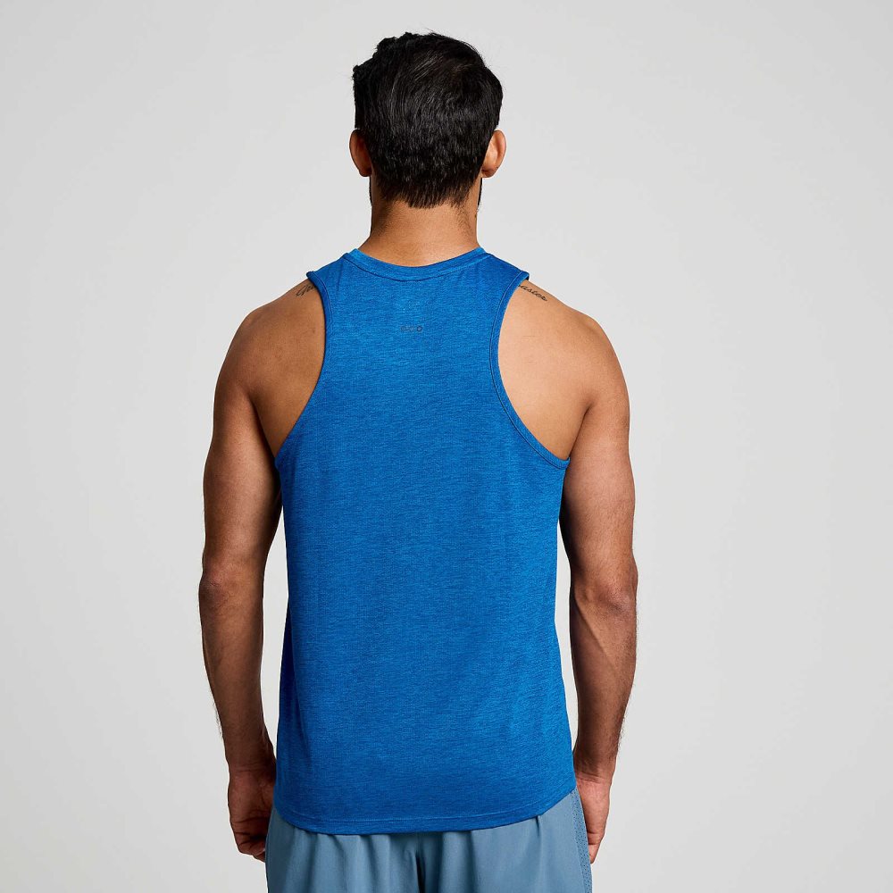 Saucony Stopwatch Singlet Superblue Heather | 07425-FUKC