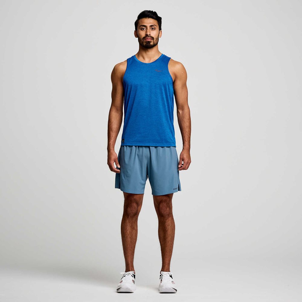 Saucony Stopwatch Singlet Superblue Heather | 07425-FUKC