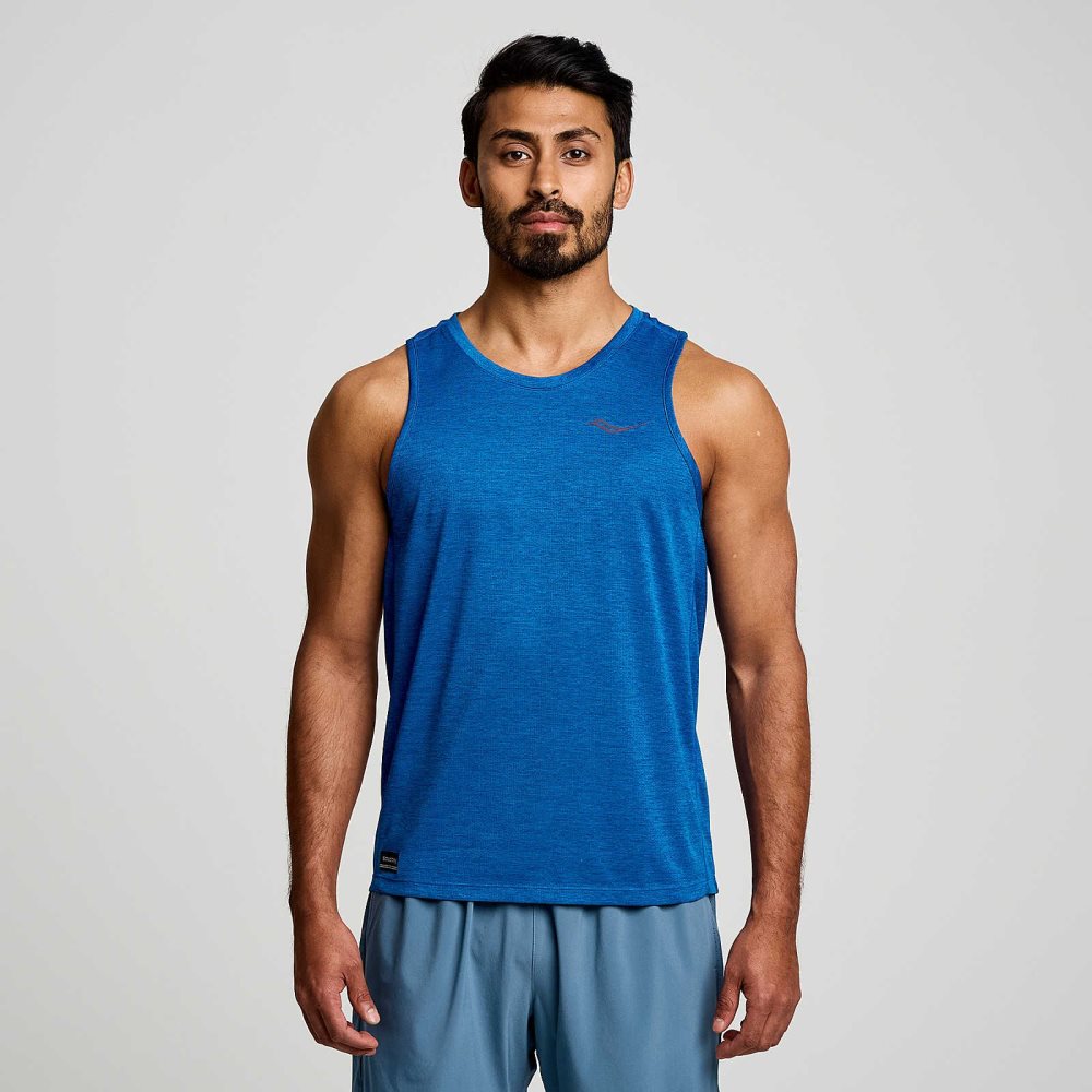 Saucony Stopwatch Singlet Superblue Heather | 07425-FUKC