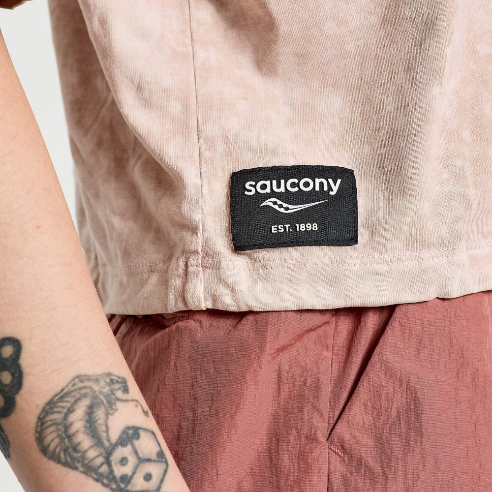 Saucony Unwind Crop Short Sleeve Różowe | 02147-DJVZ