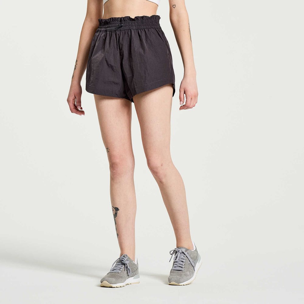 Saucony Unwind Short Czarne | 50829-NIJZ