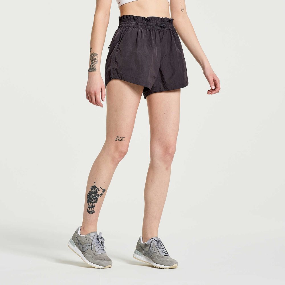 Saucony Unwind Short Czarne | 50829-NIJZ