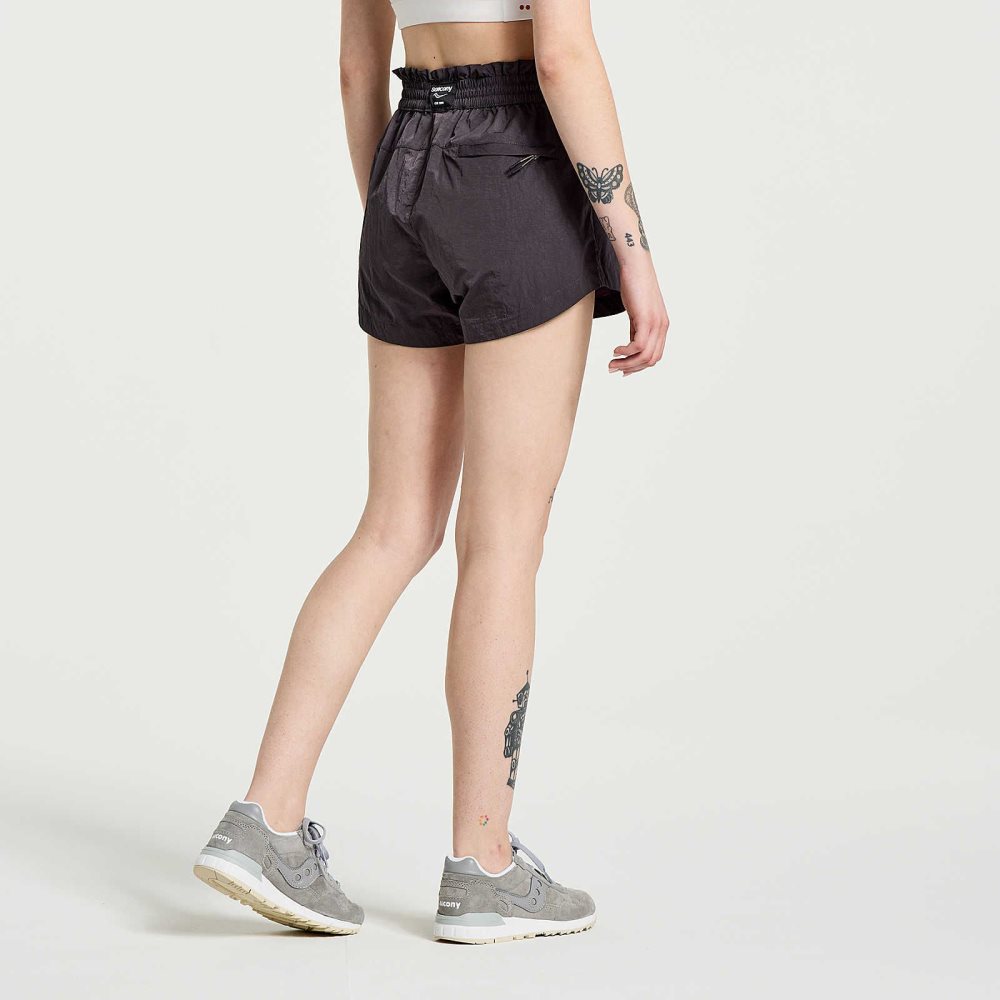 Saucony Unwind Short Czarne | 50829-NIJZ